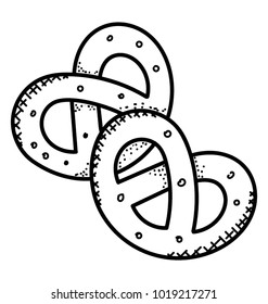 
Pretzel traditional german beer snakes,  doodle icon
