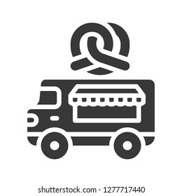 Pretzel truck vector, Food truck solid design icon