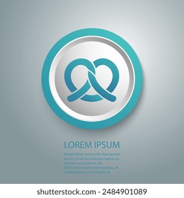 Pretzel vector blue icon solid flat design icon isolated on white background