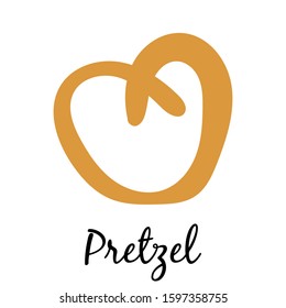 Pretzel. Vector flat illustration isolated on white background. Hand drawn design element for label and poster