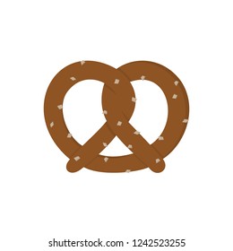 Pretzel vector graphic illustration icon, logo. German, oktoberfest, party snack sprinkled with salt crystals.
