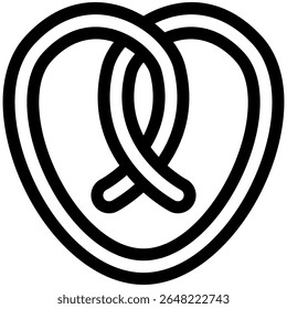 pretzel vector icon in black outline style 