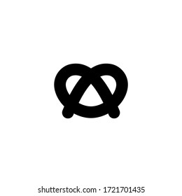 Pretzel vector icon in black solid flat design icon isolated on white background