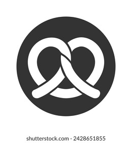 Pretzel vector icon in black solid flat design icon isolated on white background