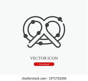 Pretzel vector icon.  Editable stroke. Symbol in Line Art Style for Design, Presentation, Website or Apps Elements. Pixel vector graphics - Vector