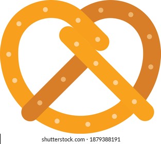 Pretzel Vector Icon in Flat Style. Pretzel, a brittle, glazed-and-salted cracker of German or Alsatian origin. Vector illustration icon can be used for an app, website, or part of a logo.