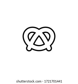 Pretzel vector icon in linear, outline icon isolated on white background