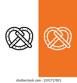 Pretzel Vector Icon in Outline Style. Pretzel, a brittle, glazed-and-salted cracker of German or Alsatian origin. Vector illustration icon can be used for an app, website, or part of a logo.