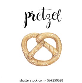Pretzel vector illustration. German pastries handmade illustration Pretzel 