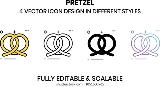 Pretzel vector illustration icons in different styles