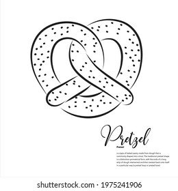 Pretzel, vector line art illustration