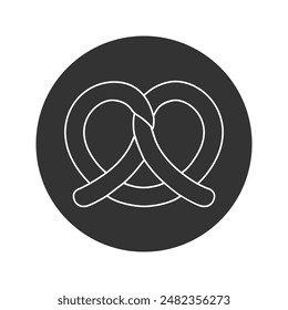Pretzel vector line icon in black solid flat design icon isolated on white background