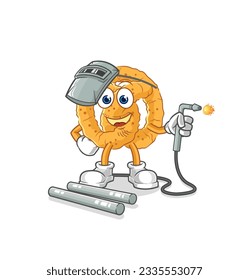 the pretzel welder mascot. cartoon vector