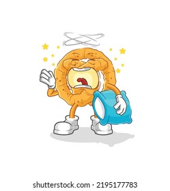 the pretzel yawn character. cartoon mascot vector