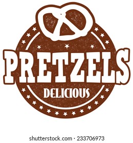 Pretzels grunge rubber stamp on white background, vector illustration
