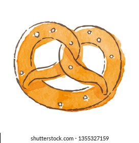 pretzels Hand drawn watercolor