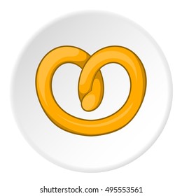 Pretzels icon in cartoon style isolated on white circle background. Bread products symbol vector illustration 