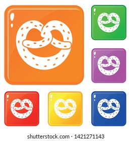 Pretzels icons set collection vector 6 color isolated on white background