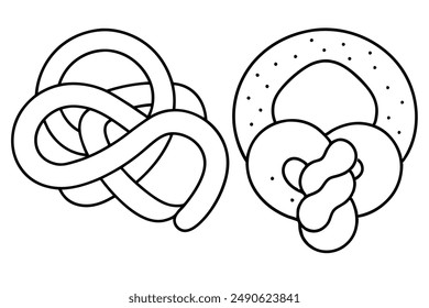 Pretzels Line Art Design Sketch