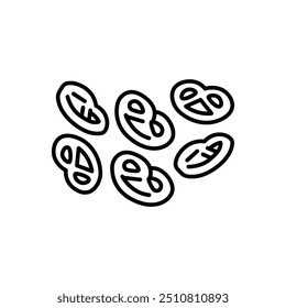 Pretzels line black icon. Sign for web page, mobile app, button, logo. Vector isolated button. Editable stroke.