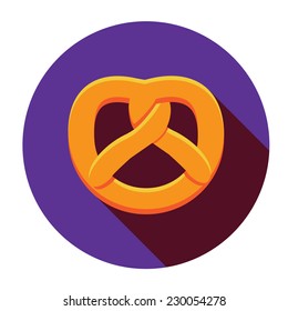Pretzels, pastries in flat style. Vector icons.