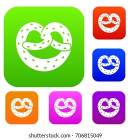 Pretzels set icon in different colors isolated vector illustration. Premium collection