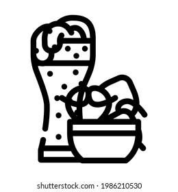 pretzels snack and beer line icon vector. pretzels snack and beer sign. isolated contour symbol black illustration