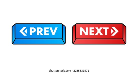 Prev, next label. Next and previous button. Web buttons. Vector stock illustration.