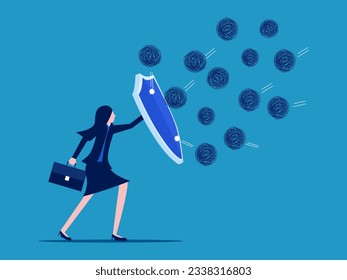Prevent chaos or danger. Businesswoman prevents attack from chaos 