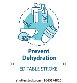 Prevent dehydration concept icon. Energy from nutrition. Moisturizing and skincare. Stay hydrated idea thin line illustration. Vector isolated outline RGB color drawing. Editable stroke
