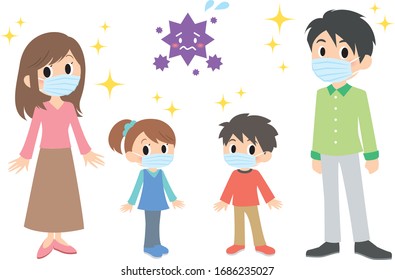 prevent disease family, put on a mask