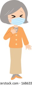 prevent disease grandma illust,put on a mask