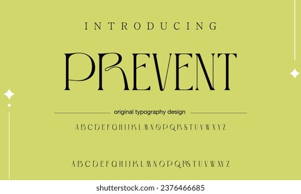 Prevent Elegant luxury abstract wedding fashion logo font alphabet. Minimal classic  urban fonts for logo, brand etc. Typography typeface uppercase lowercase and number. vector illustration