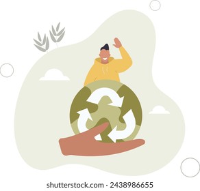 prevent environmental pollution.Recycling concept .flat vector illustration.