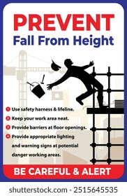 Prevent Fall From Heignt, Be Careful and Alert Safety Signage