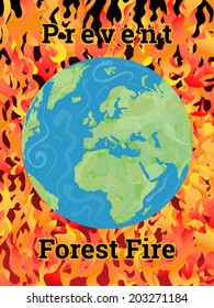 Prevent forest fire ecology poster vector illustration