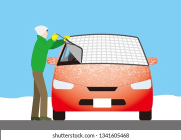 Prevent frost on car windshield with antifreeze sheet
