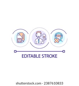 Prevent hacked mobile network card loop concept icon. Contact customer service operator abstract idea thin line illustration. Isolated outline drawing. Editable stroke. Arial font used