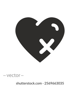 prevent hearty disease, heart failure icon, cardiovascular attack, flat vector illustration