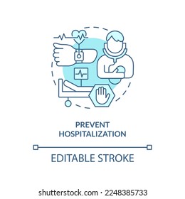 Prevent hospitalization blue concept icon. Goal of chronic disease management abstract idea thin line illustration. Isolated outline drawing. Editable stroke. Arial, Myriad Pro-Bold fonts used