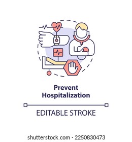 Prevent hospitalization concept icon. Goal of chronic disease management abstract idea thin line illustration. Isolated outline drawing. Editable stroke. Arial, Myriad Pro-Bold fonts used