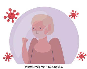 prevent the spread of covid19 campaign with woman using face mask vector illustration design