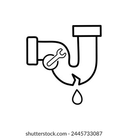 Prevent water damage to your home using a wrench vector line icon