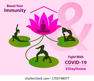 Prevent yourself from CoronaVirus. Boost your immunity and fight with covid-19. Stay home Stay safe from 2019-nCov. Everyday yoga is very helpful for prevention with this epedemic.