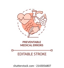 Preventable medical errors terracotta concept icon. Major healthcare problem abstract idea thin line illustration. Isolated outline drawing. Editable stroke. Arial, Myriad Pro-Bold fonts used