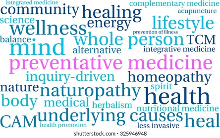 Preventative Medicine word cloud on a white background. 