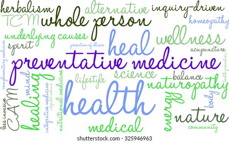 Preventative Medicine word cloud on a white background. 