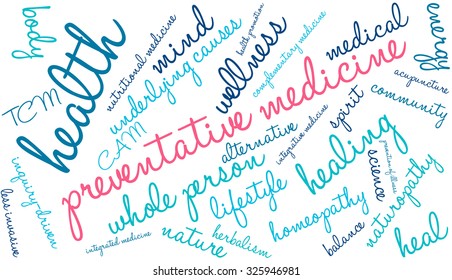 Preventative Medicine word cloud on a white background. 
