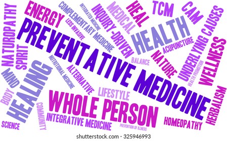 Preventative Medicine word cloud on a white background. 