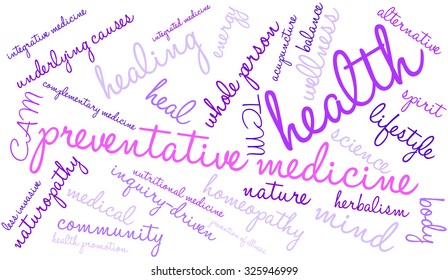 Preventative Medicine word cloud on a white background. 